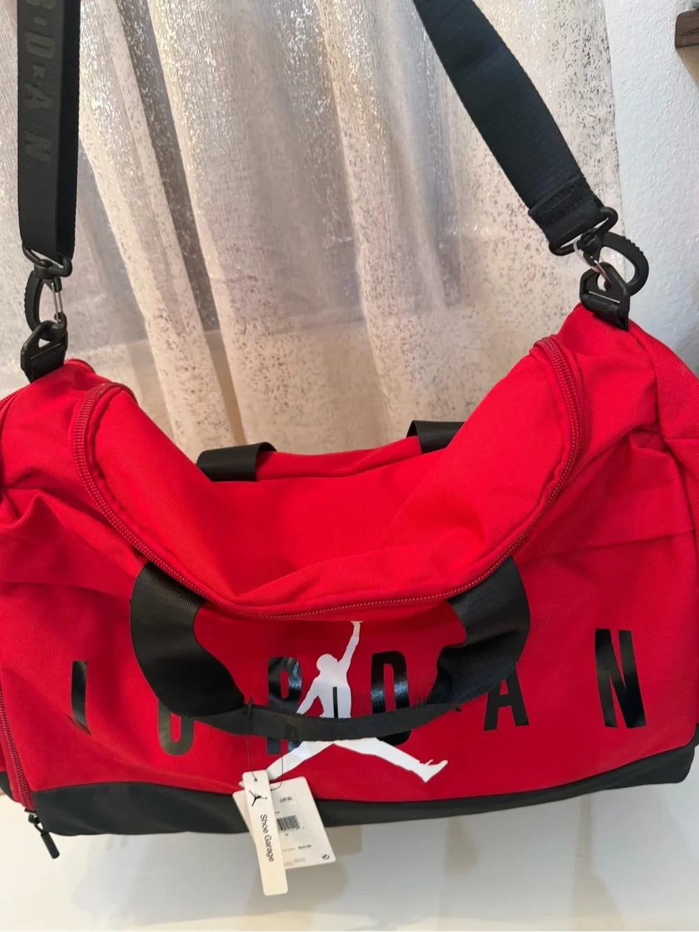 Nike Air Jordan Red Duffle Bag with Black Accents NWT